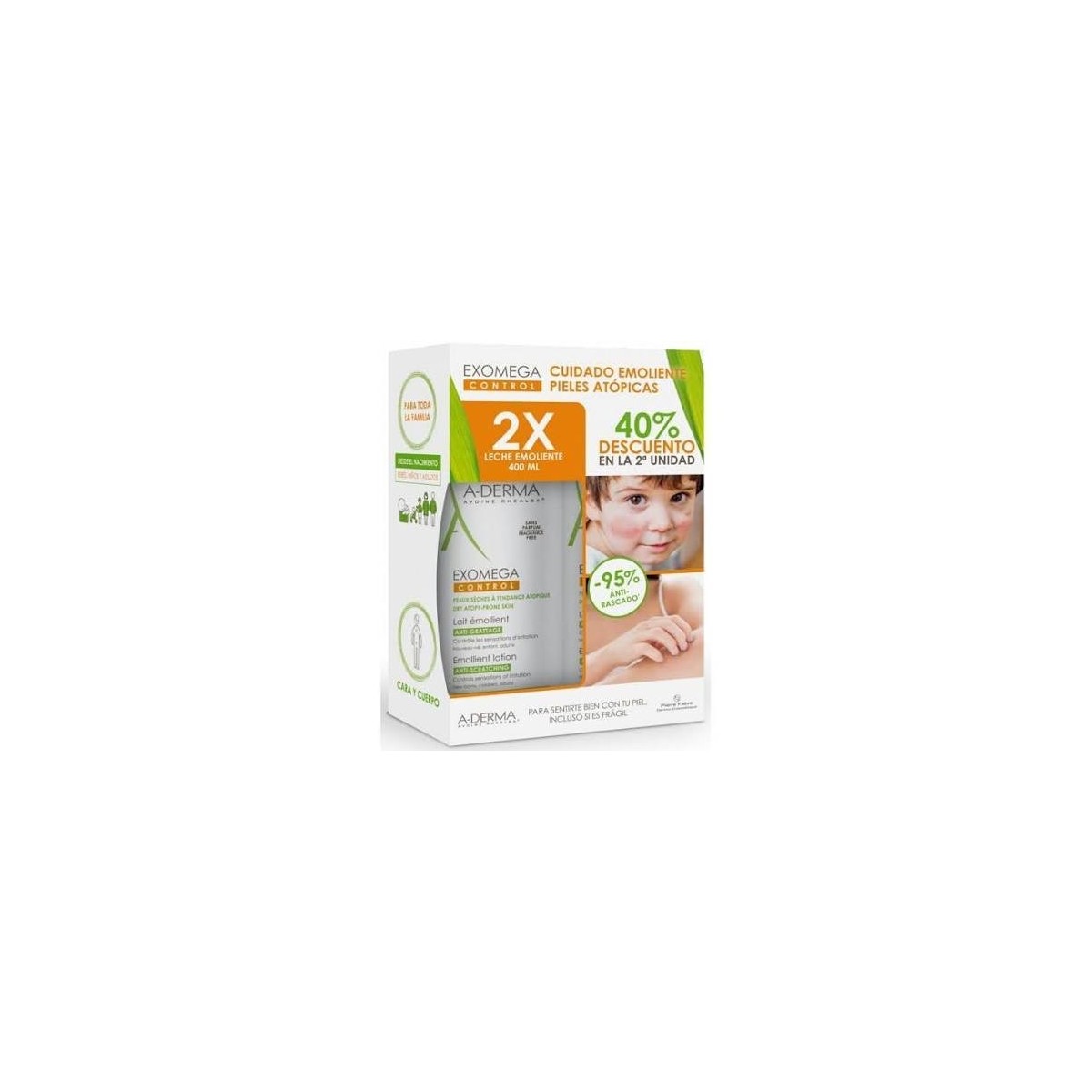 A-Derma Exomega Control Duplo leche Emoliente 2x400ml